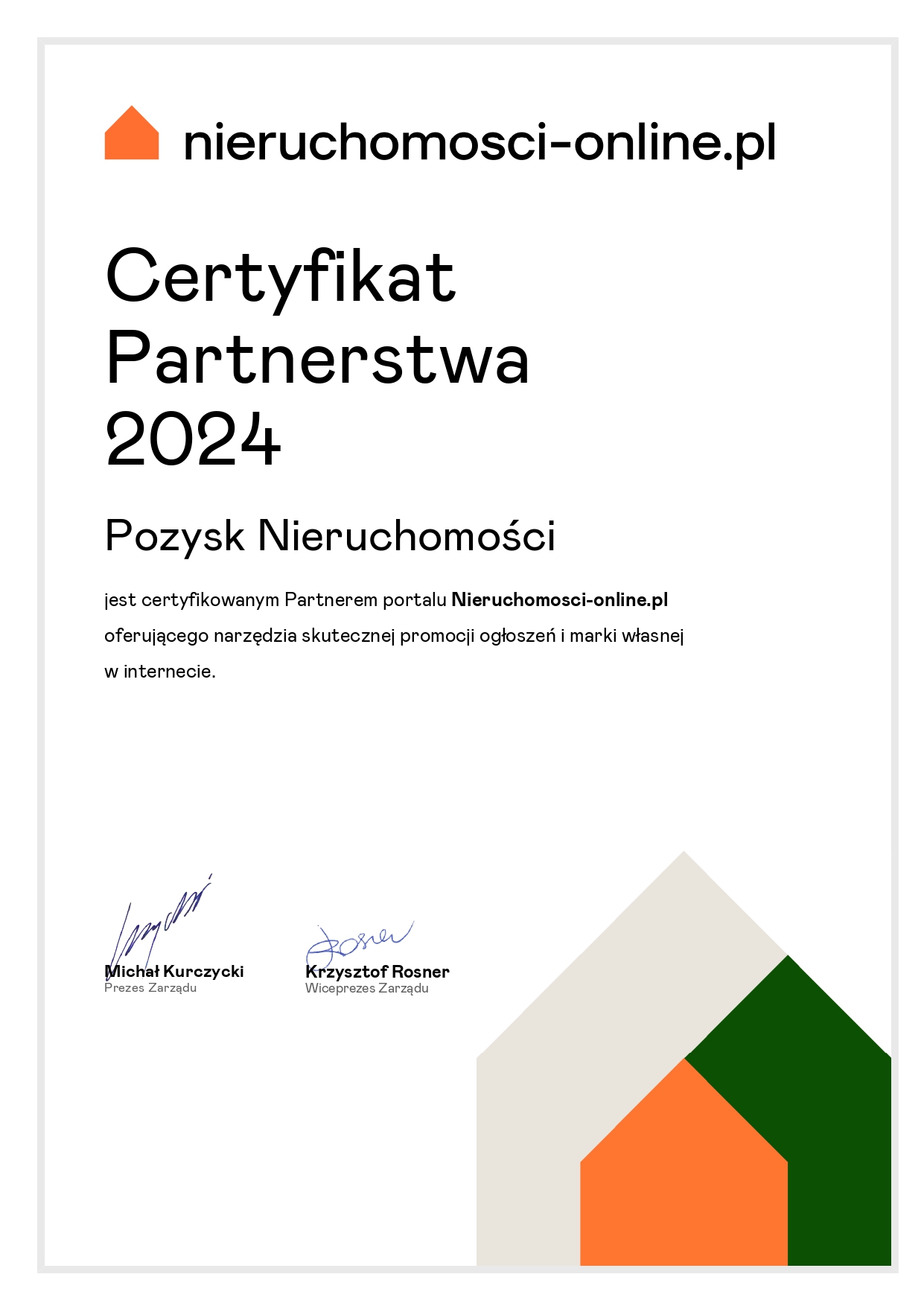 certyfikat partnerstwa NO